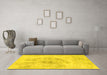 Machine Washable Abstract Yellow Modern Rug in a Living Room, wshabs829yw