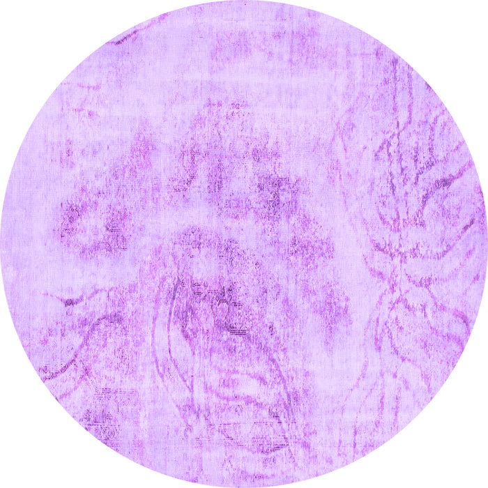Round Machine Washable Abstract Purple Modern Area Rugs, wshabs829pur