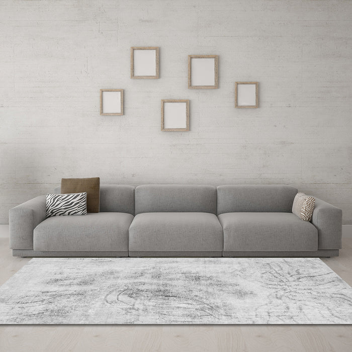Machine Washable Abstract Gray Modern Rug in a Living Room,, wshabs829gry