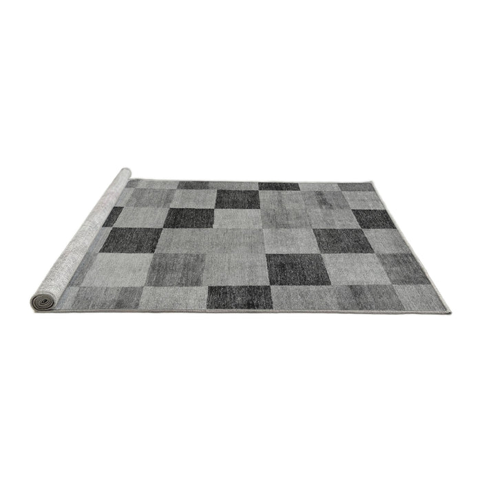 Sideview of Machine Washable Checkered Gray Modern Rug, wshabs82gry