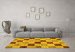 Machine Washable Checkered Yellow Modern Rug in a Living Room, wshabs82yw