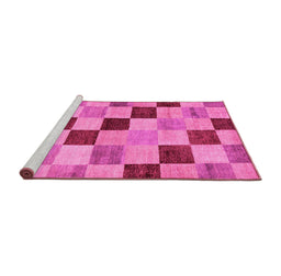 Sideview of Machine Washable Checkered Pink Modern Rug, wshabs82pnk