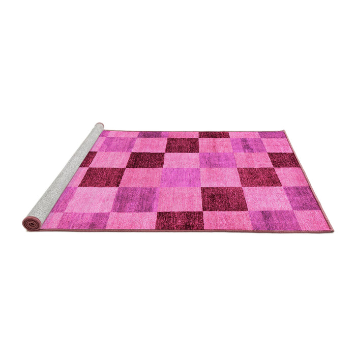 Sideview of Machine Washable Checkered Pink Modern Rug, wshabs82pnk