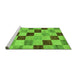 Sideview of Machine Washable Checkered Green Modern Area Rugs, wshabs82grn