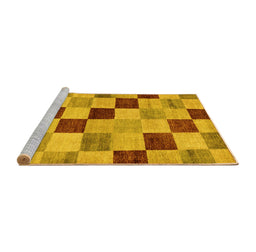 Sideview of Machine Washable Checkered Yellow Modern Rug, wshabs82yw