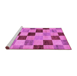 Sideview of Machine Washable Checkered Purple Modern Area Rugs, wshabs82pur