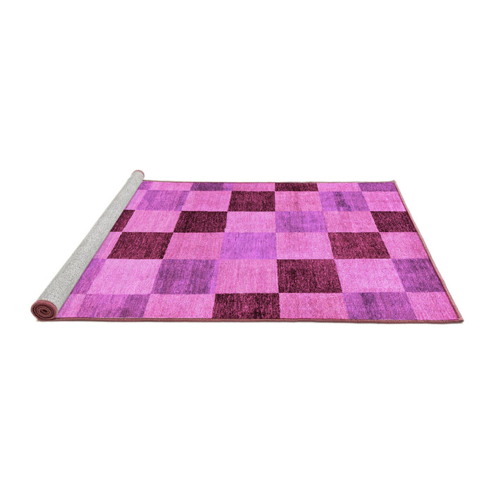 Sideview of Machine Washable Checkered Purple Modern Area Rugs, wshabs82pur