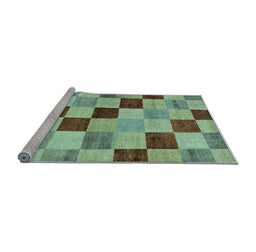 Sideview of Machine Washable Checkered Light Blue Modern Rug, wshabs82lblu