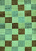 Machine Washable Checkered Turquoise Modern Area Rugs, wshabs82turq