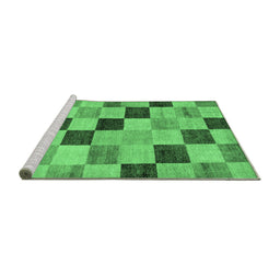 Sideview of Machine Washable Checkered Emerald Green Modern Area Rugs, wshabs82emgrn
