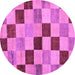 Round Checkered Purple Modern Rug, abs82pur