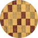 Round Checkered Brown Modern Rug, abs82brn