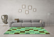 Machine Washable Checkered Turquoise Modern Area Rugs in a Living Room,, wshabs82turq