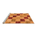 Sideview of Machine Washable Checkered Orange Modern Area Rugs, wshabs82org