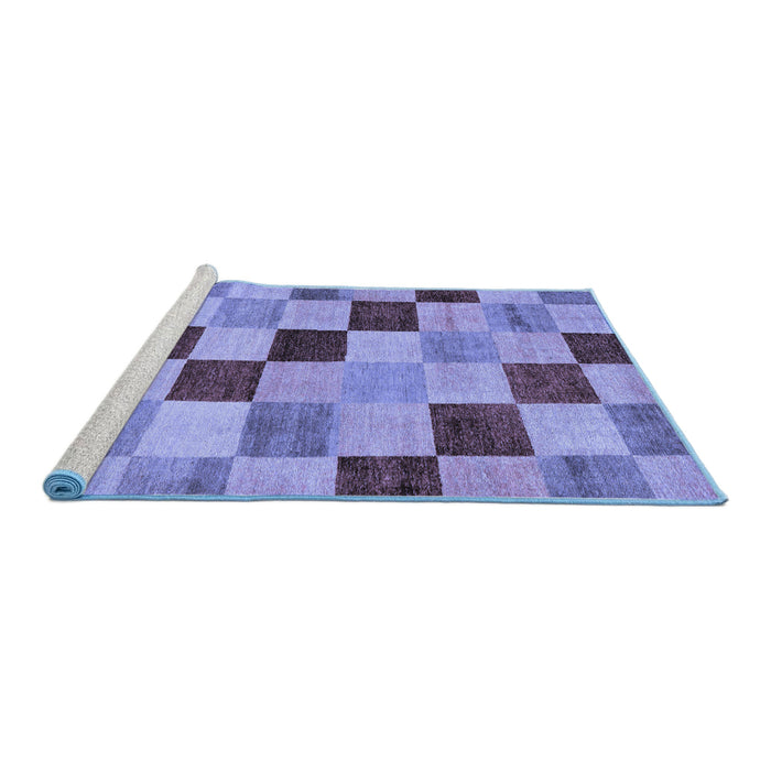 Sideview of Machine Washable Checkered Blue Modern Rug, wshabs82blu