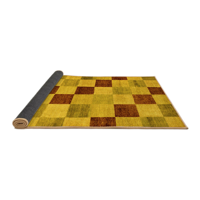 Sideview of Checkered Yellow Modern Rug, abs82yw