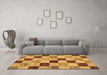 Machine Washable Checkered Brown Modern Rug in a Living Room,, wshabs82brn