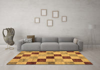 Machine Washable Checkered Brown Modern Rug, wshabs82brn