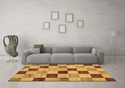 Machine Washable Checkered Brown Modern Rug in a Living Room,, wshabs82brn