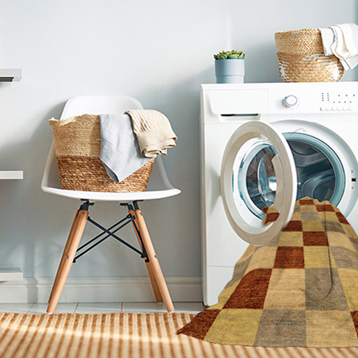 Machine Washable Abstract Red Rug in a Washing Machine, wshabs82