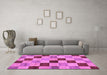 Machine Washable Checkered Purple Modern Area Rugs in a Living Room, wshabs82pur