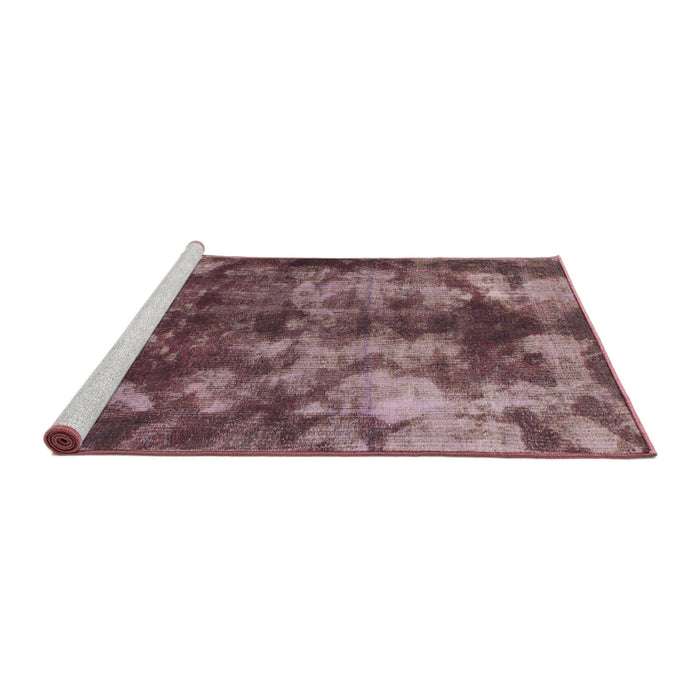 Serging Thickness of Machine Washable Abstract Velvet Maroon Purple Rug, wshabs830