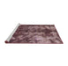 Serging Thickness of Machine Washable Abstract Velvet Maroon Purple Rug, wshabs830