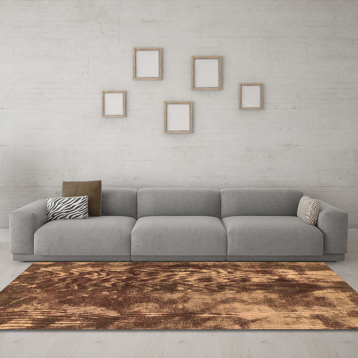 Machine Washable Abstract Brown Modern Rug in a Living Room,, wshabs830brn