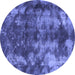 Round Abstract Blue Modern Rug, abs830blu