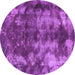 Round Machine Washable Abstract Purple Modern Area Rugs, wshabs830pur