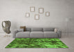 Machine Washable Abstract Green Modern Area Rugs in a Living Room,, wshabs830grn