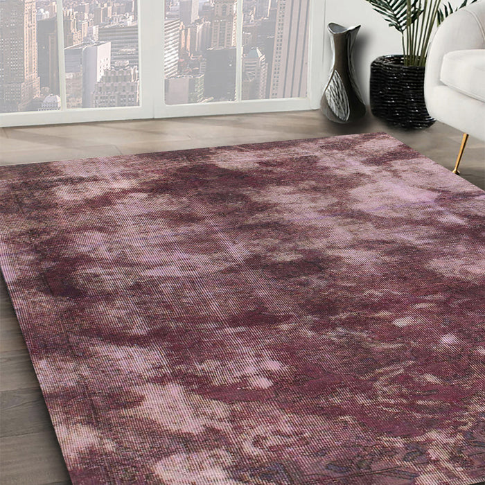 Machine Washable Abstract Velvet Maroon Purple Rug in a Family Room, wshabs830