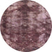 Round Abstract Maroon Purple Modern Rug, abs830