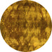 Round Abstract Yellow Modern Rug, abs830yw