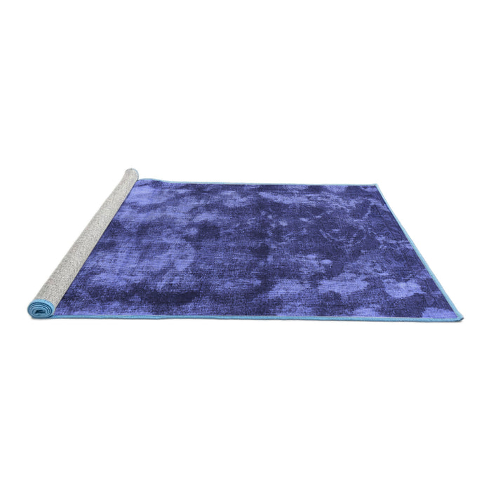 Sideview of Machine Washable Abstract Blue Modern Rug, wshabs830blu