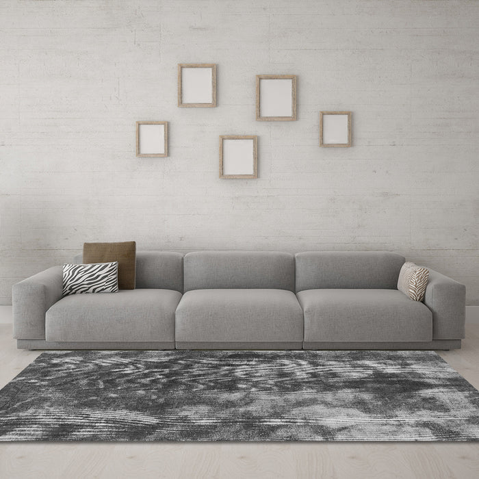 Machine Washable Abstract Gray Modern Rug in a Living Room,, wshabs830gry