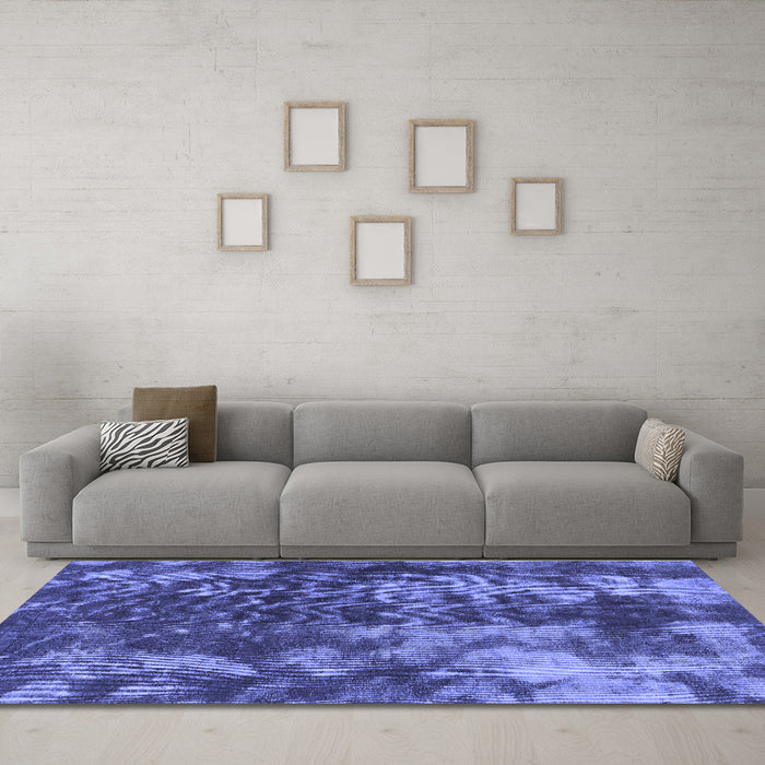 Machine Washable Abstract Blue Modern Rug in a Living Room, wshabs830blu