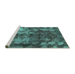 Sideview of Machine Washable Abstract Turquoise Modern Area Rugs, wshabs830turq