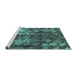 Sideview of Machine Washable Abstract Turquoise Modern Area Rugs, wshabs830turq