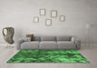 Machine Washable Abstract Emerald Green Modern Area Rugs in a Living Room,, wshabs830emgrn