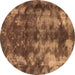 Round Machine Washable Abstract Brown Modern Rug, wshabs830brn