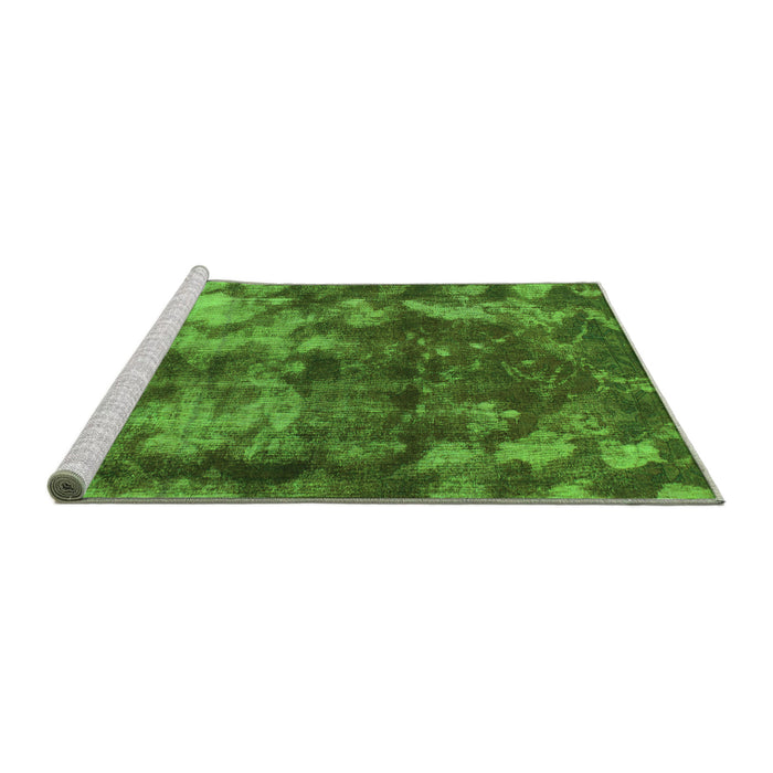 Sideview of Machine Washable Abstract Green Modern Area Rugs, wshabs830grn