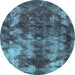 Round Abstract Light Blue Modern Rug, abs830lblu