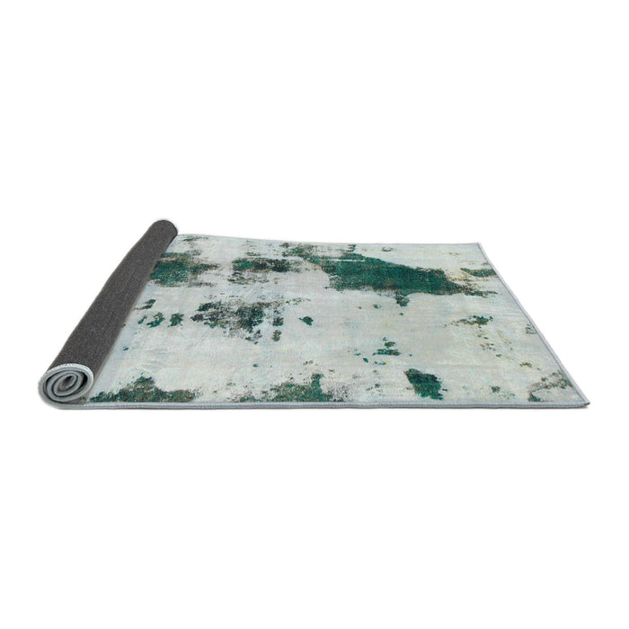 Sideview of Abstract Dark Sea Green Modern Rug, abs831
