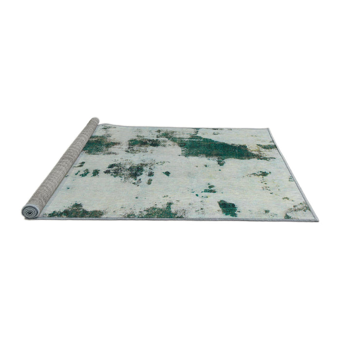 Sideview of Machine Washable Abstract Dark Sea Green Rug, wshabs831