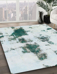 Abstract Dark Sea Green Modern Rug, abs831