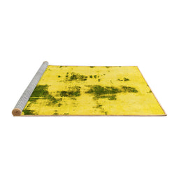 Sideview of Machine Washable Abstract Yellow Modern Rug, wshabs831yw