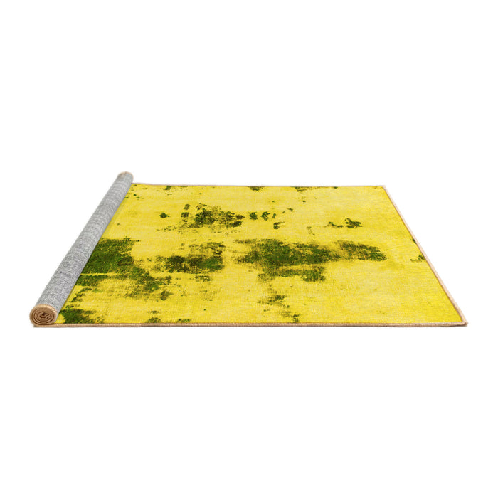 Sideview of Machine Washable Abstract Yellow Modern Rug, wshabs831yw