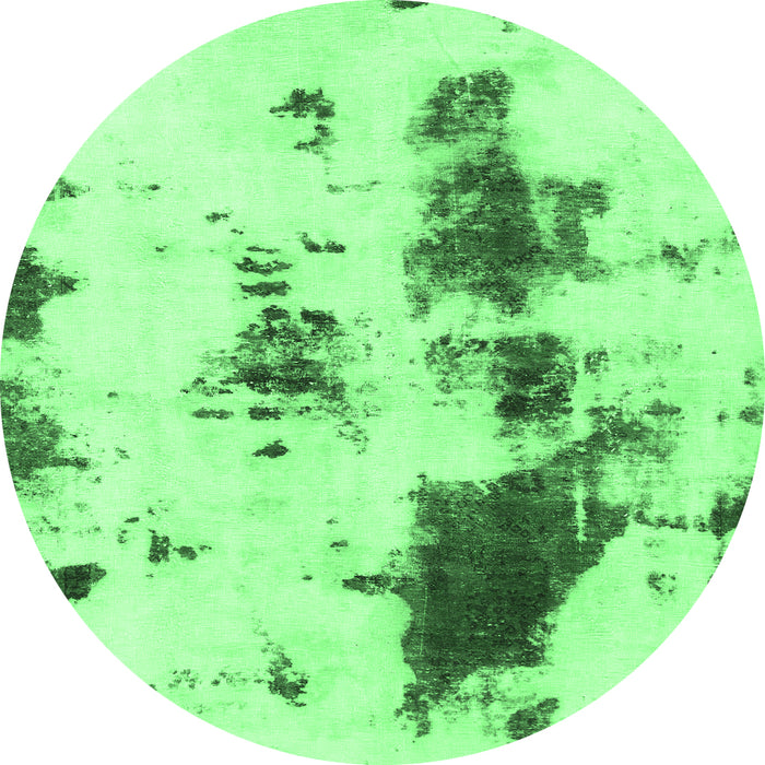 Round Abstract Emerald Green Modern Rug, abs831emgrn