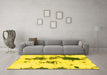 Machine Washable Abstract Yellow Modern Rug in a Living Room, wshabs831yw